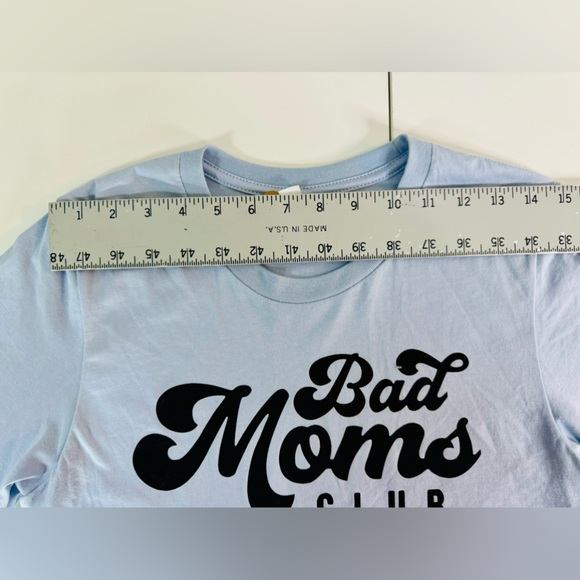 B+C Bad Moms Club Graphic Tee Cropped Blue & Black SZ SMALL NEW! - Picture 6 of 10